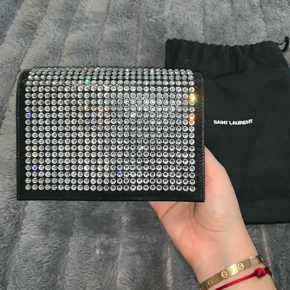 Yves Saint Laurent Handbags - Saint Laurent Crystal Embellished Leather Bag